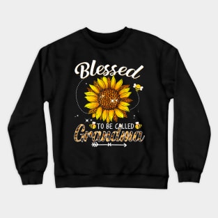 Blessed To Be Called Grandma Leopard Sunflower And Bee Crewneck Sweatshirt